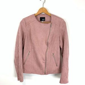 Kut from the Kloth Aria Faux Suede Moto Jacket in Rose Pink Size Small